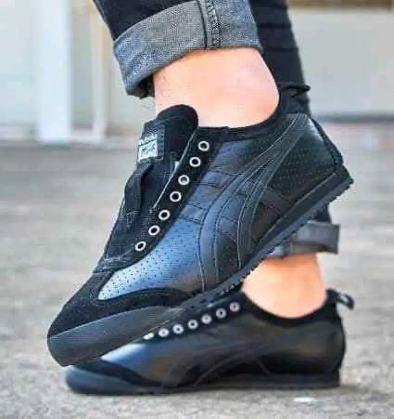 Onitsuka Tiger Mexico 66 Slip-On Triple Black Leather Mens 7A Premium D-2043