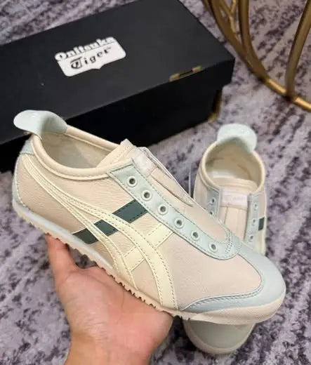 Onitsuka Tiger Mexico 66 Slip-On Beige Green  Mens 7A Premium D-2042