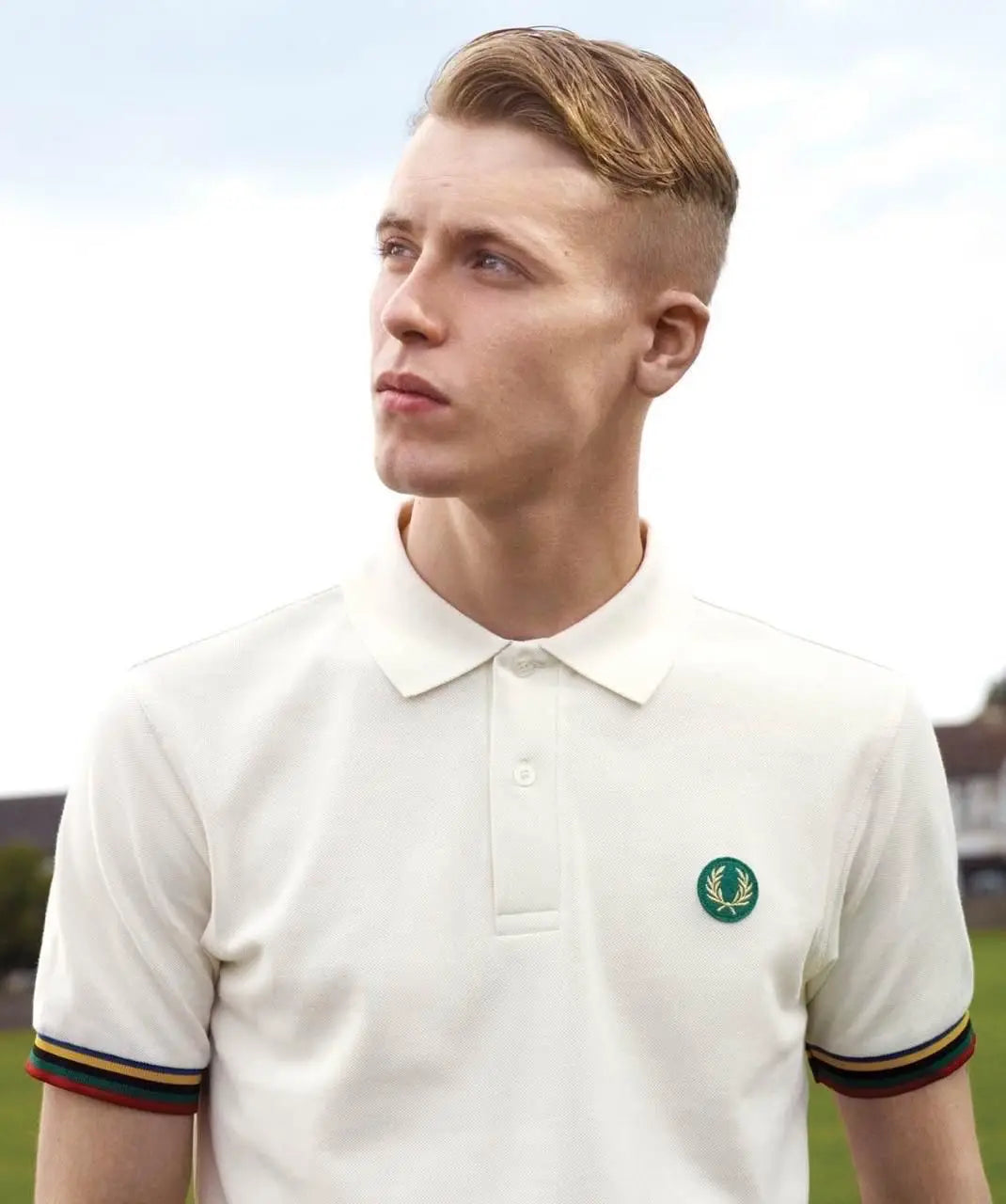 Fredperry Cream Embroidery Logo Premium Polo T-Shirt