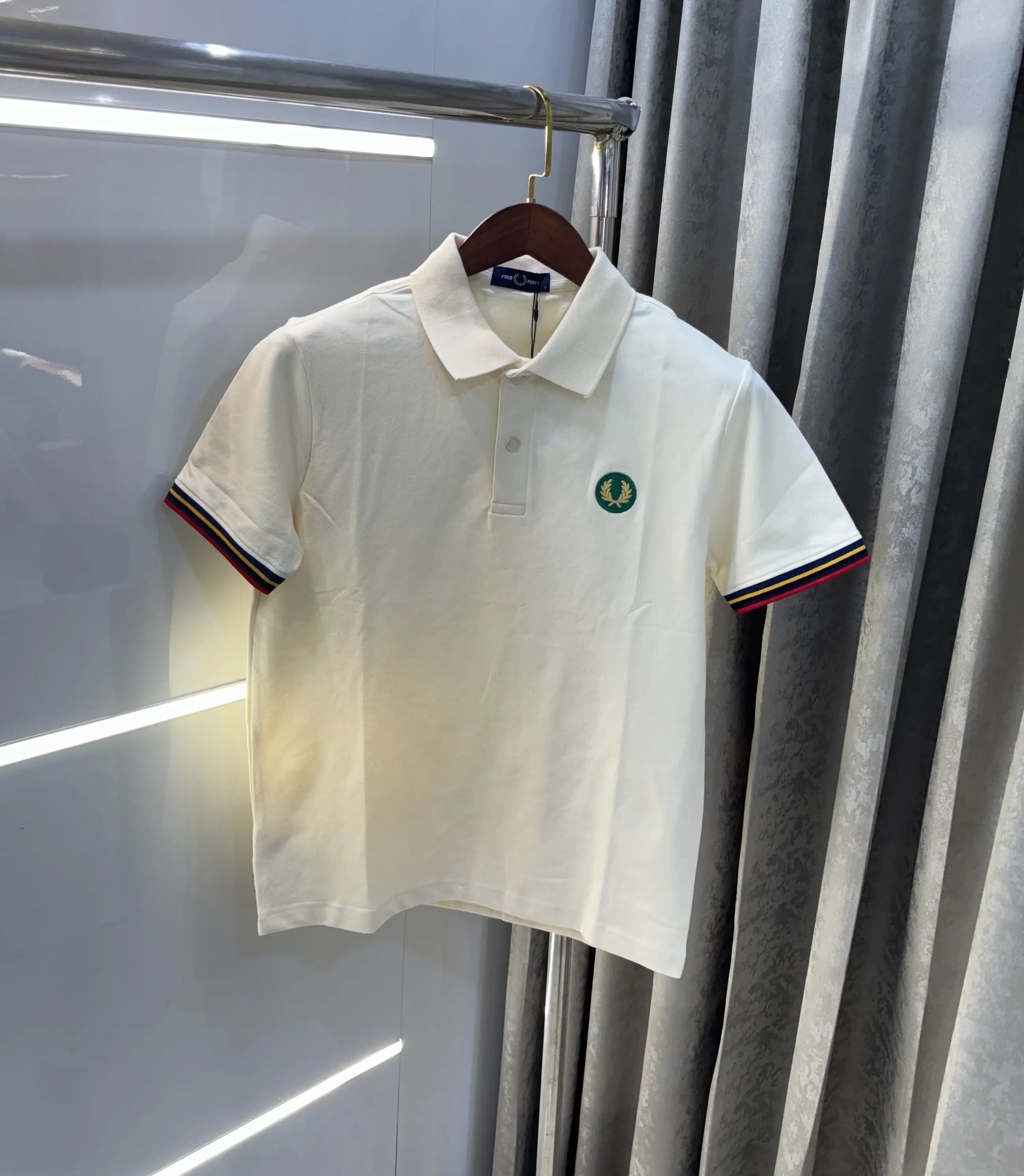 Fredperry Cream Embroidery Logo Premium Polo T-Shirt