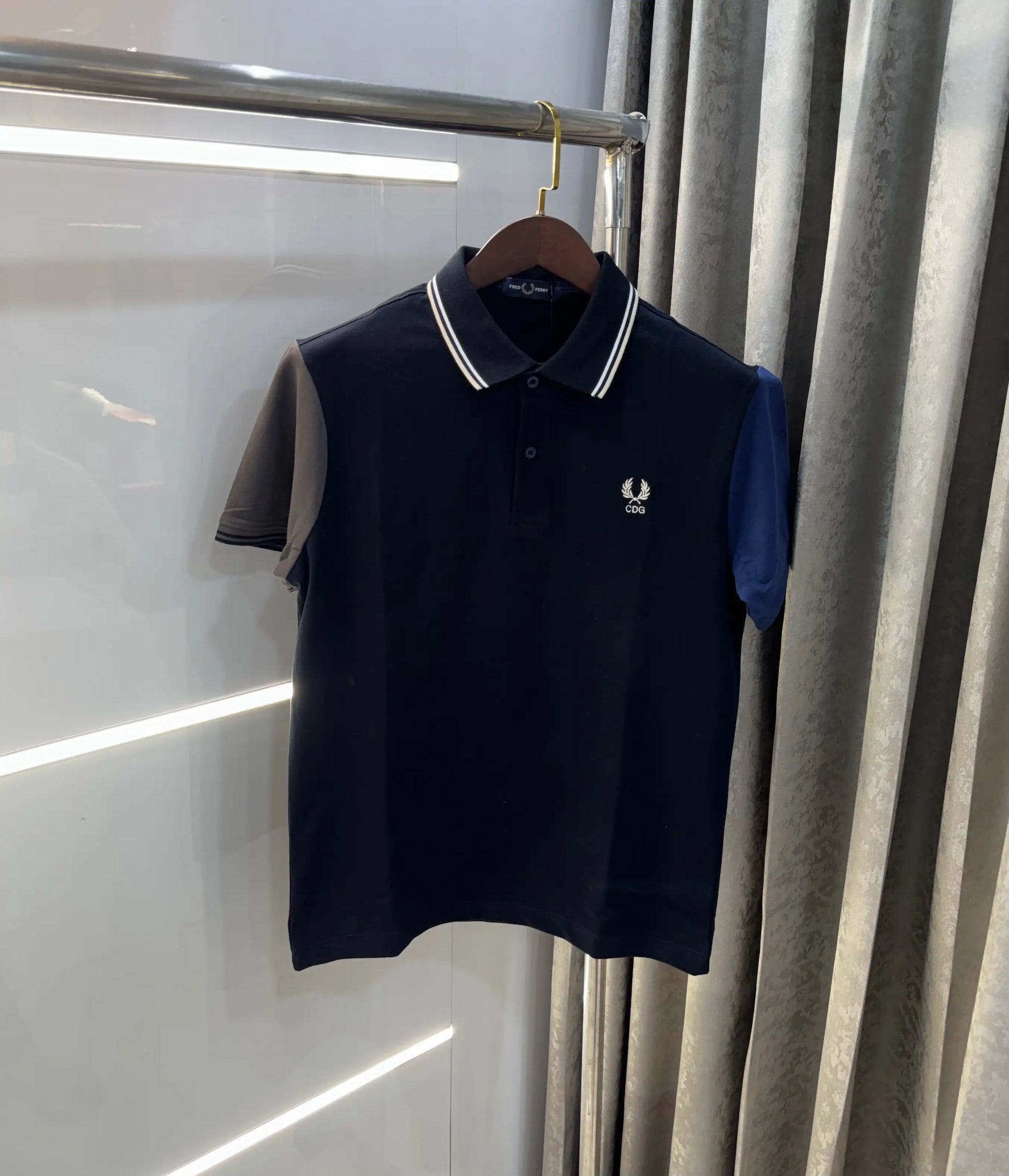 Fredperry Navy Blue Embroidery Logo Premium Polo T-Shirt