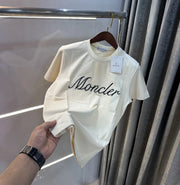 Moncler Cream Logo Work Imported T-Shirt