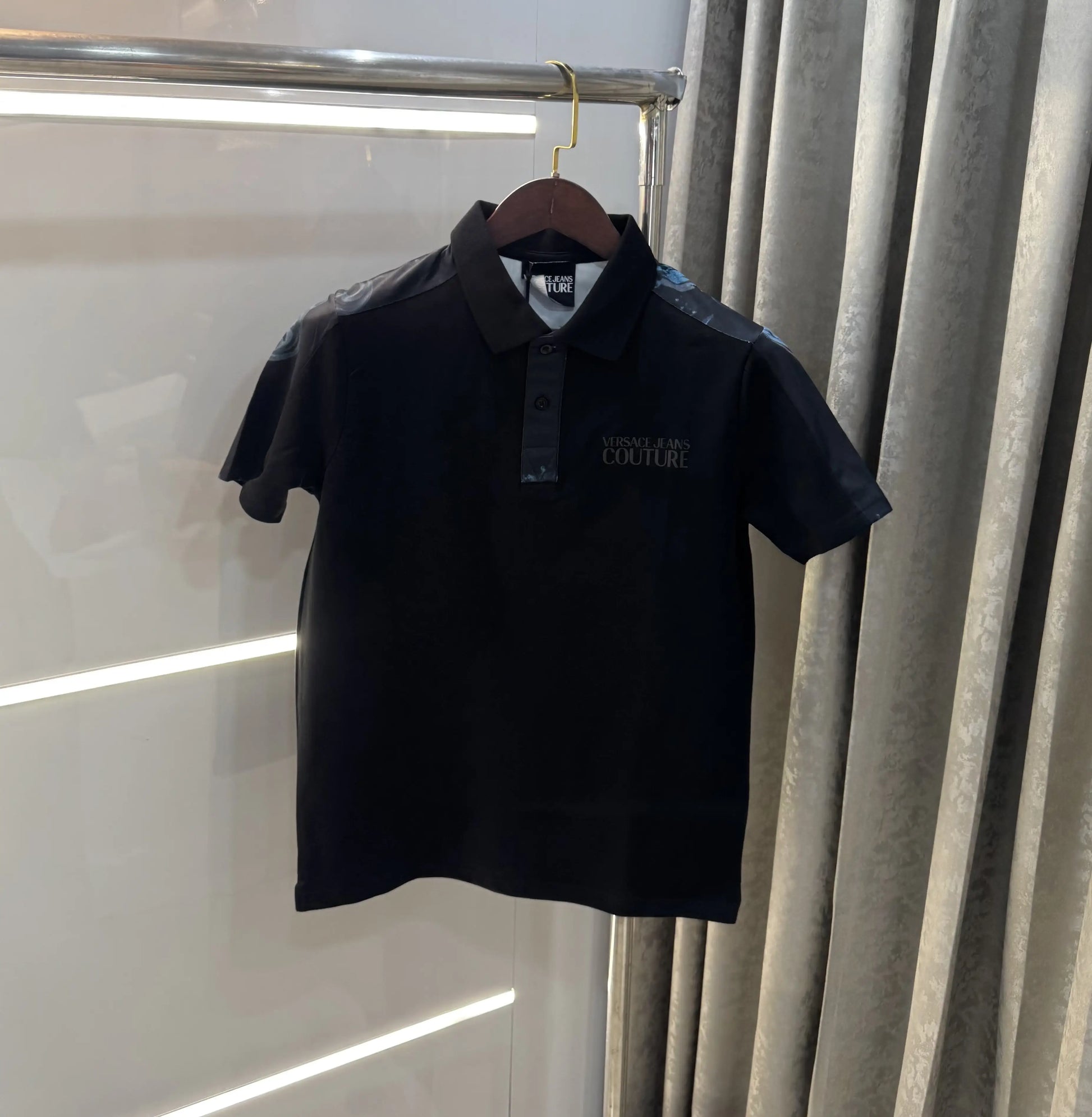 Versace Couture Black Collar Logo Imported Polo T-Shirt