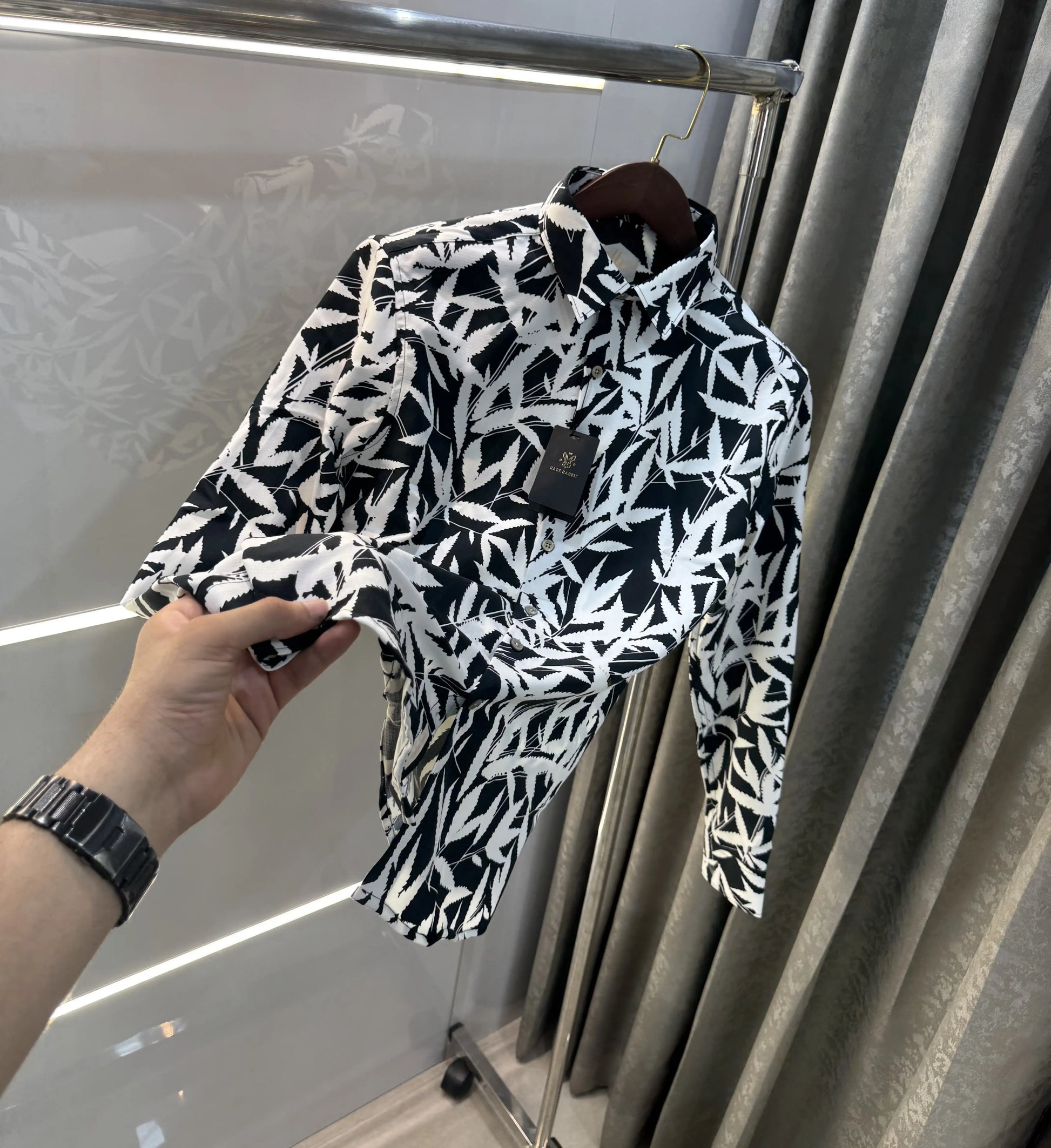 Rare Rabbit White Black Design Imported Shirt