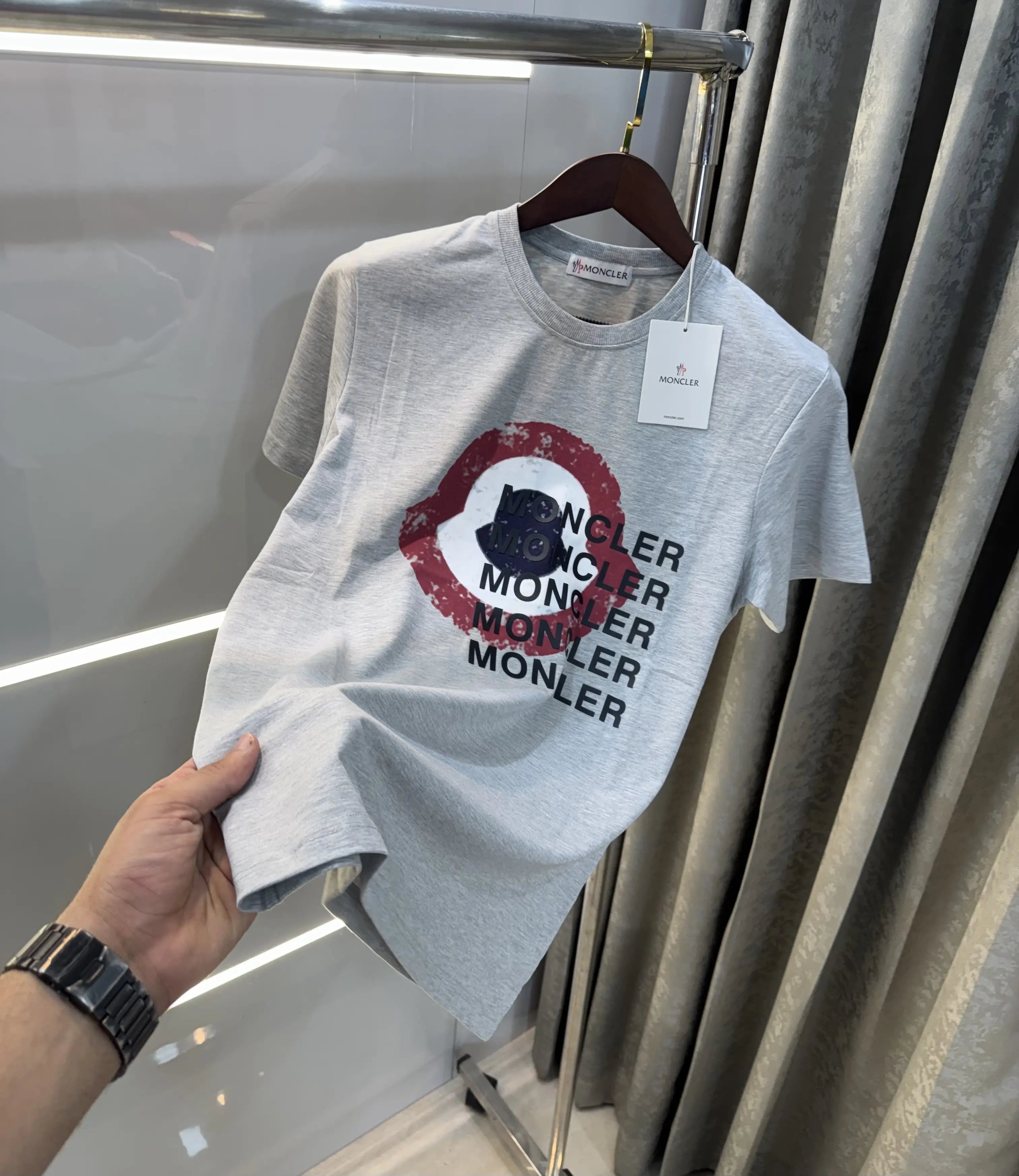 Moncler Grey Logo Work Imported T-Shirt
