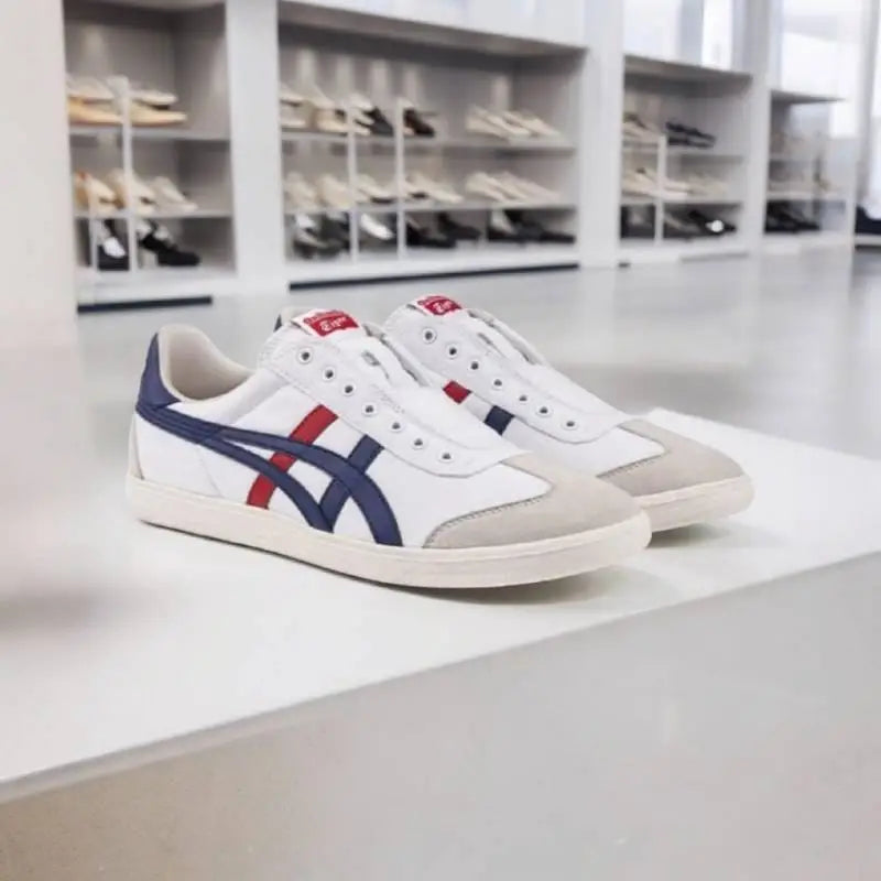 Onitsuka Tiger Tokuten Slip-On White Blue Red  Mens 7A Premium D-1654 P-1