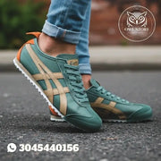 Onitsuk_a Tiger Mexico 66 Green Safari Khaki  Mens 7A Premium Quality D-2012