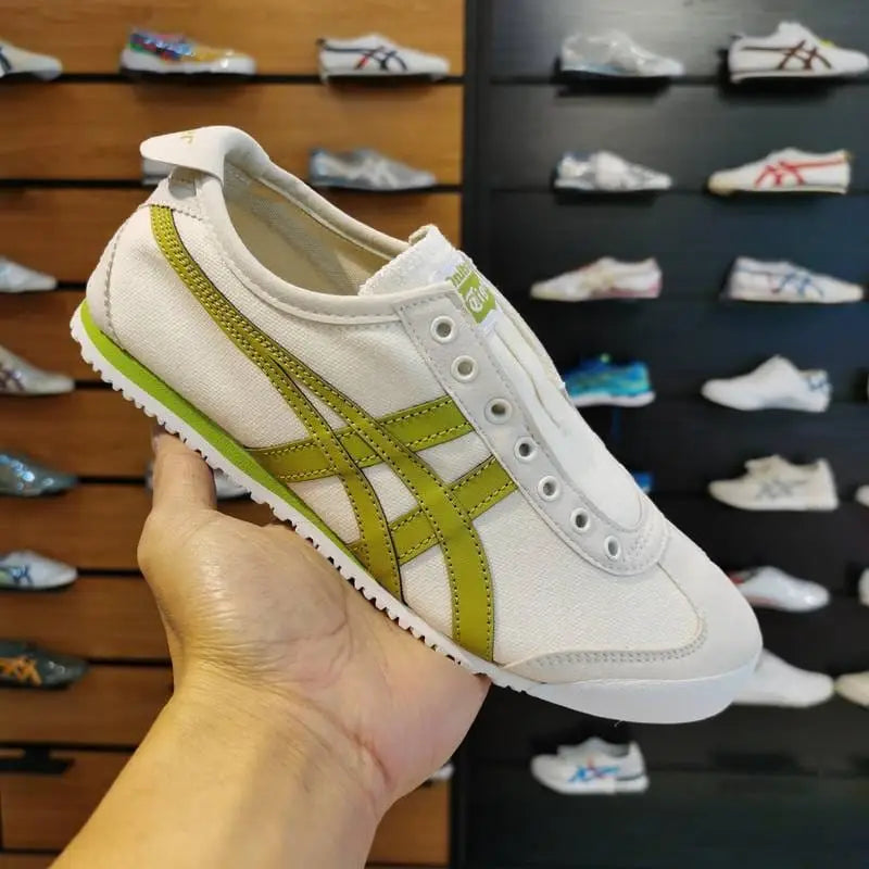Onitsuk_a Tiger Mexico 66 Canvas Slip-On - White Green  Girls First Copy (D-1847)