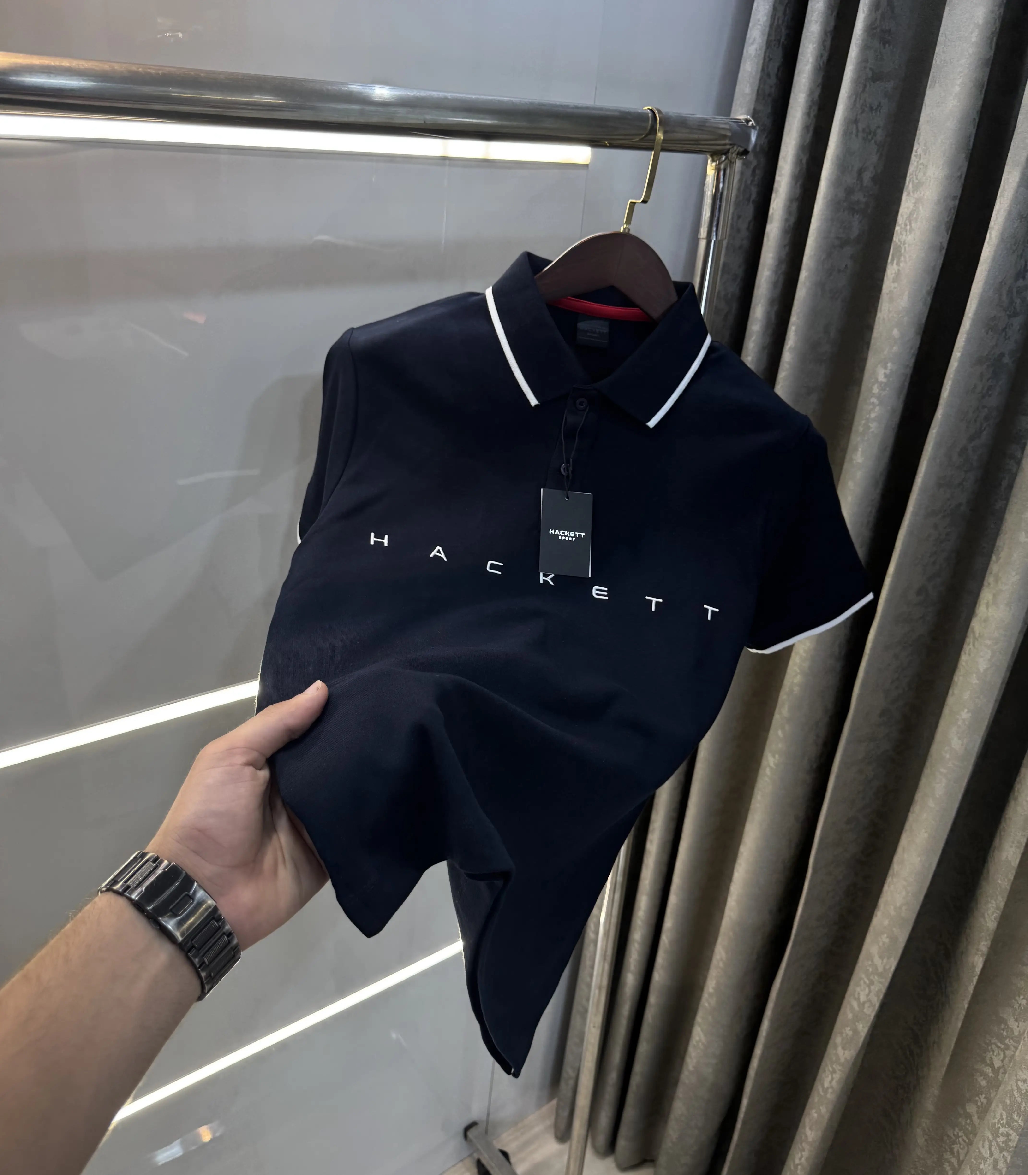 Hacket Navy Blue Logo Work Premium Polo T-Shirt
