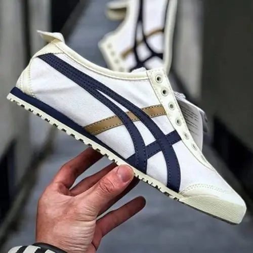 Onitsuk_a Tiger Mexico 66 Slip-On Beige Navy Blue  Girls Premium First Copy D-1860