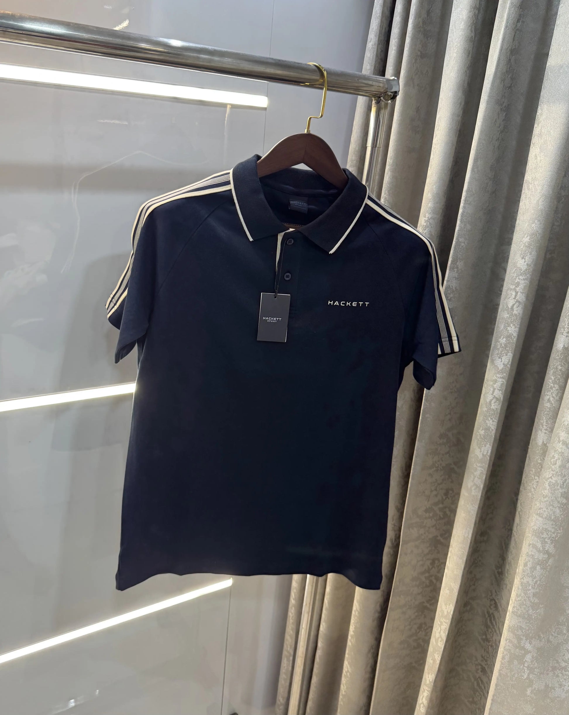 Hacke t Navy Blue Logo Work Premium Polo T-Shirt