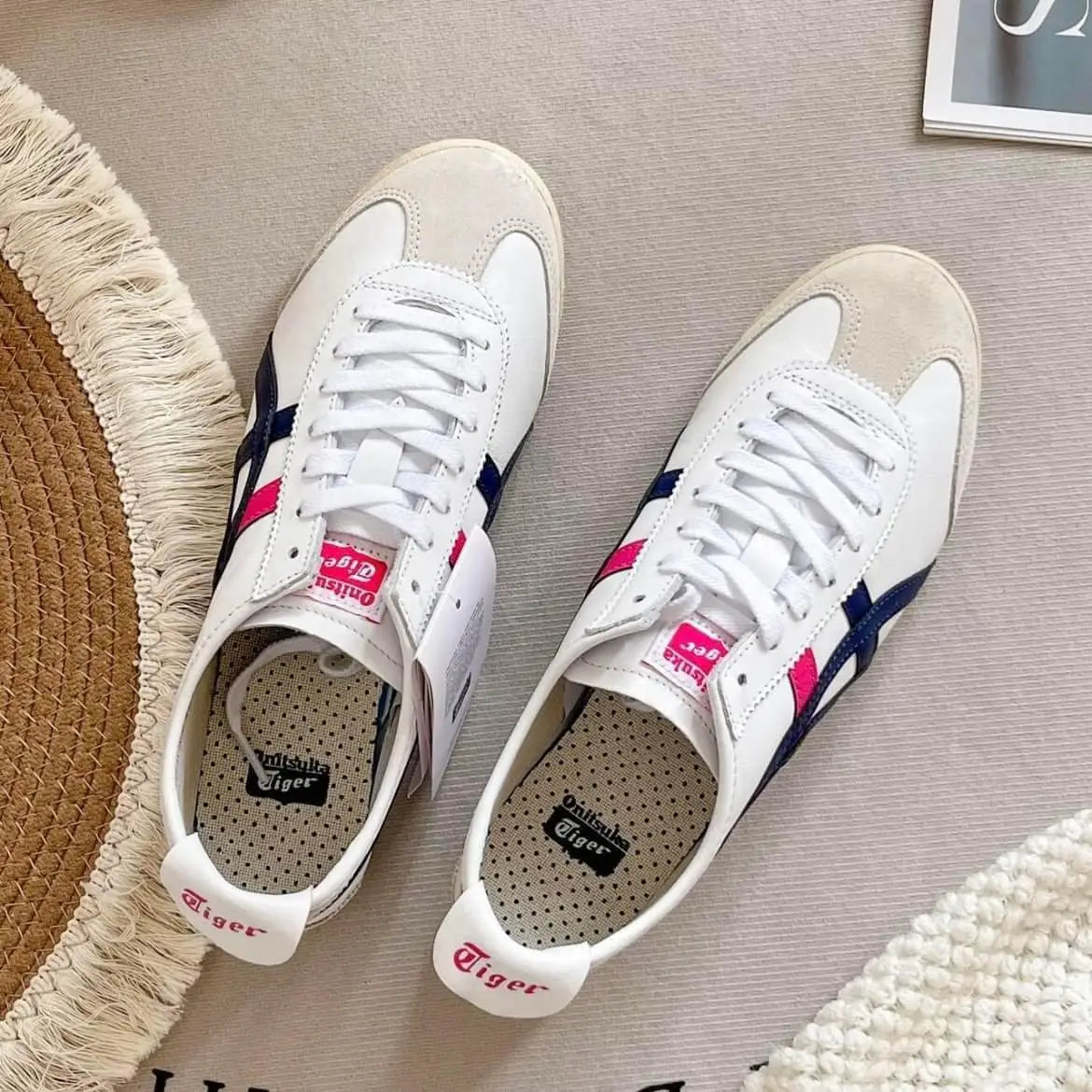 Onitsuk_a Tiger Mexico 66 WhiteBluePink  Girls Premium First Copy Sneakers D-1959