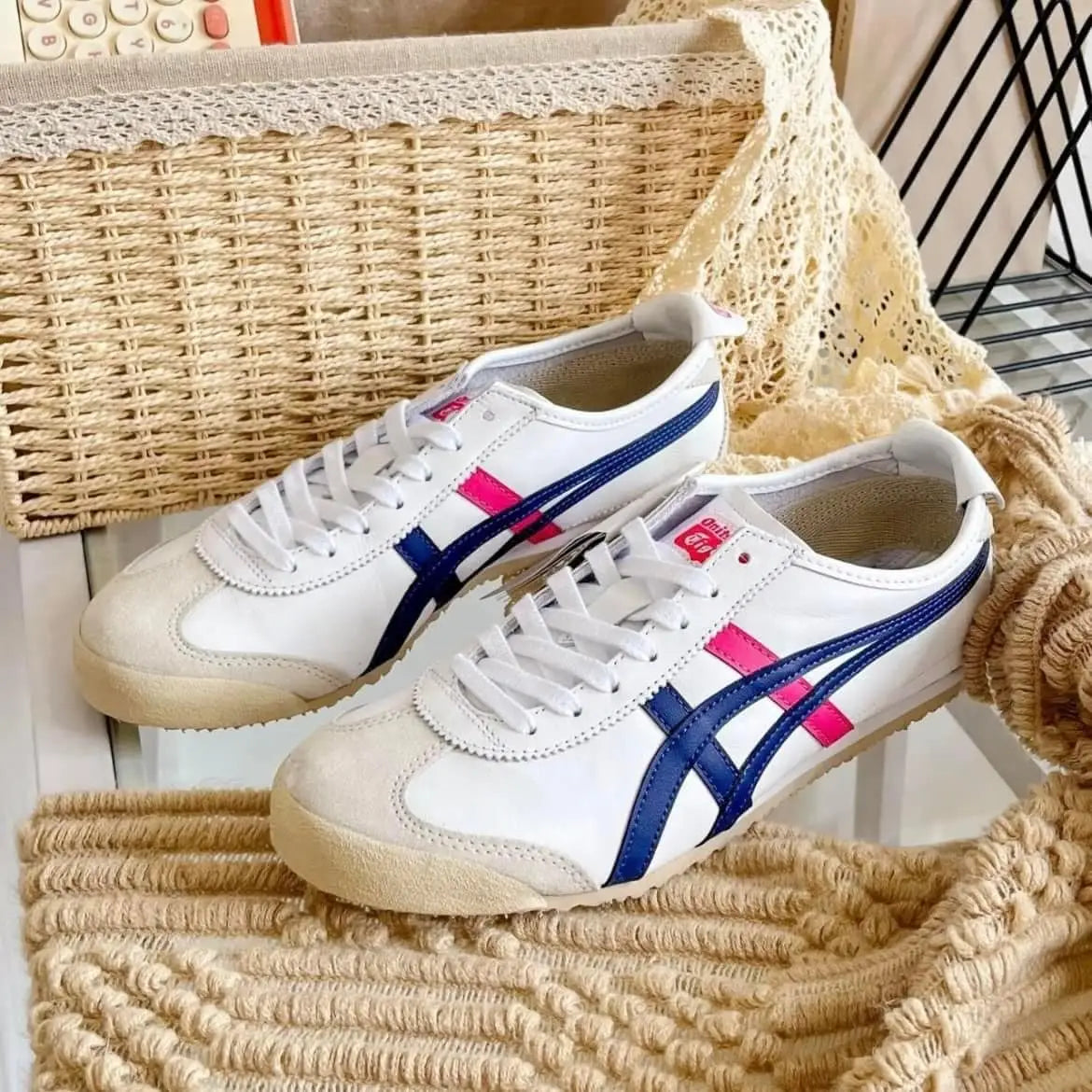 Onitsuk_a Tiger Mexico 66 WhiteBluePink  Girls Premium First Copy Sneakers D-1959