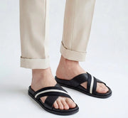 Bally Cross Premium Black White Slide For Men