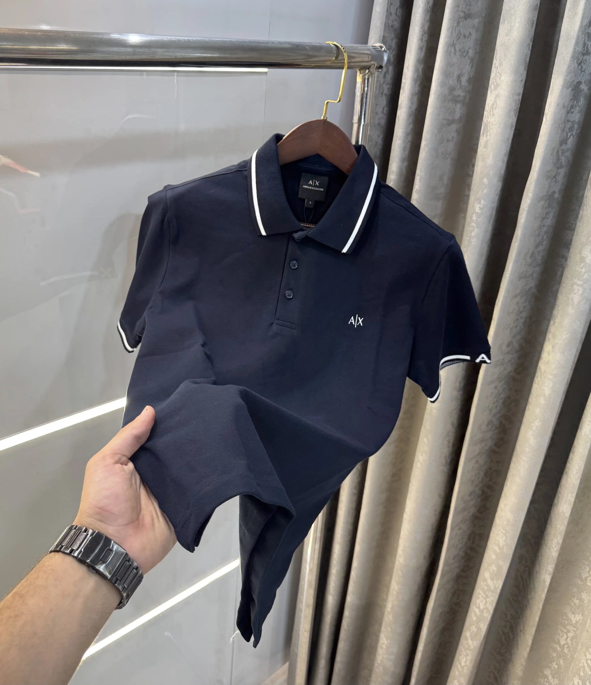 Arman i Exchange Navy Blue Logo Work Premium Polo T-Shirt