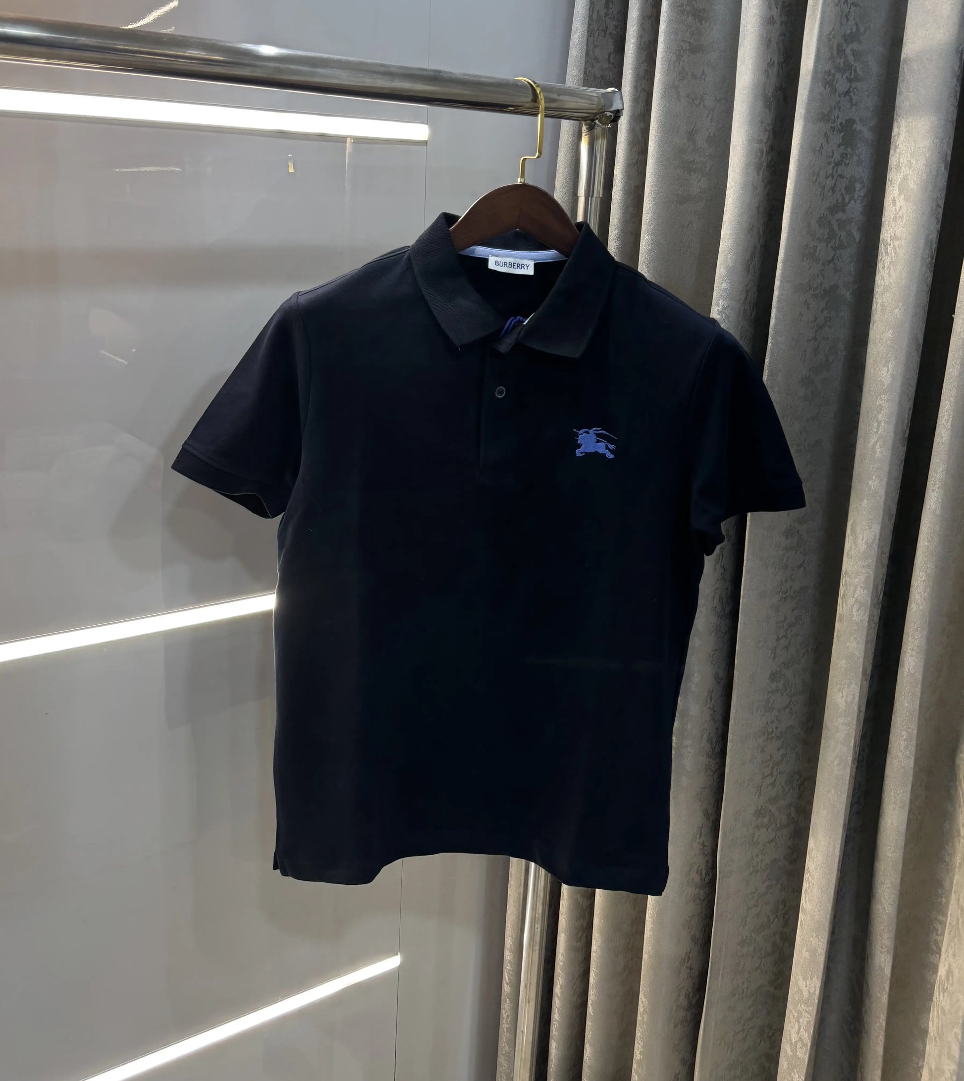 Burberr y Navy Blue Embroidery Logo  Premium Classic Polo T-Shirt