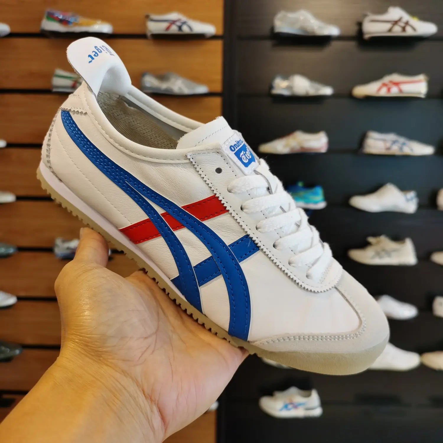 Onitsuka Tiger Sneakers Mexico 66 White Blue Red Sneakers for Men D-1777