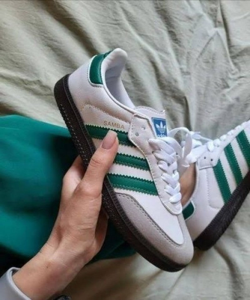 Adidass SAMBA LEATHER WHITE GREEN WOMENS 