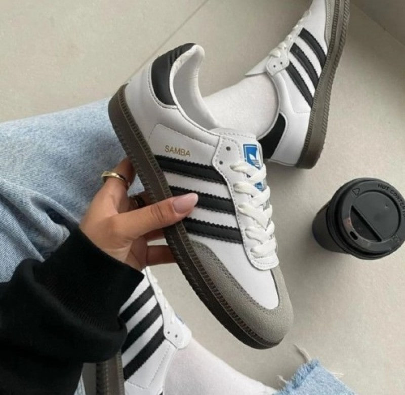 Adidass Samba Leather White Black Womens