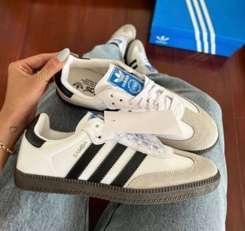 Adidass Samba Leather White Black Womens