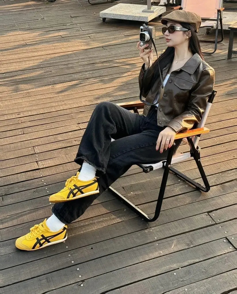 Onitsuk_a Tiger Mexico 66 - YellowBlack  Girls Premium First Copy Sneakers D-1915