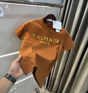 Balmain Paris Brown Logo Work Premium T-Shirt