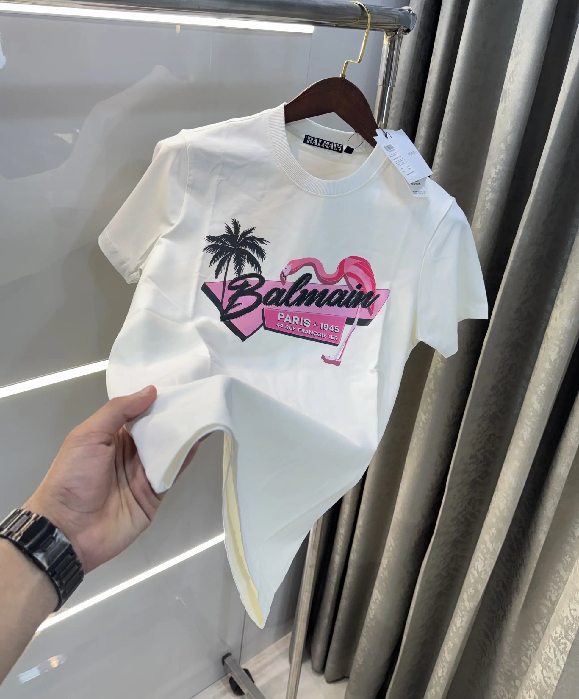 Balmain Paris White Logo Work Premium T-Shirt