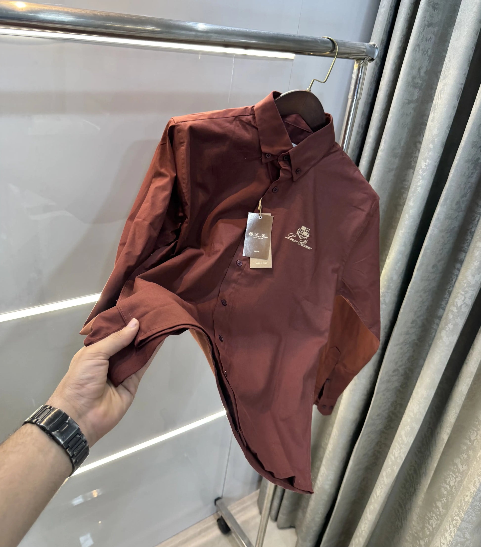 Loro Piana Rust Embroidery Logo Premium Shirt