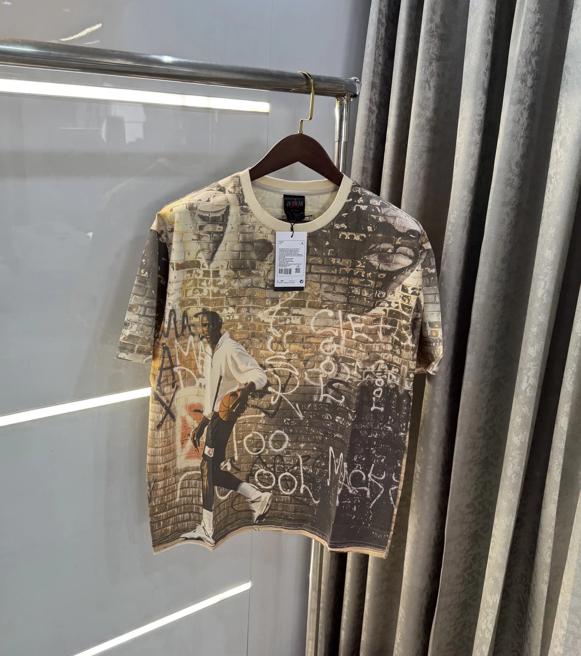 Air Jordan Beige Back Logo Imported Oversized T-Shirt