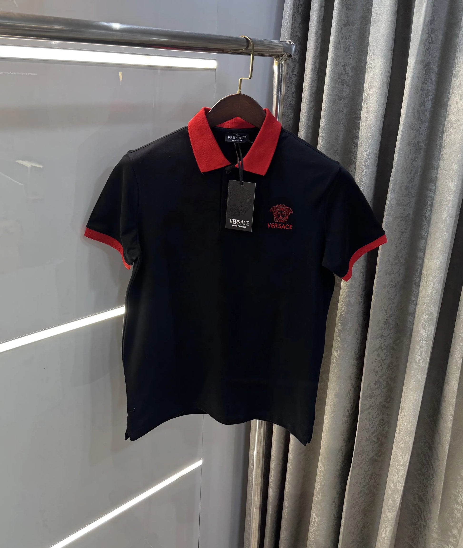 Versace Couture Black Logo Work Imported Polo T-Shirt
