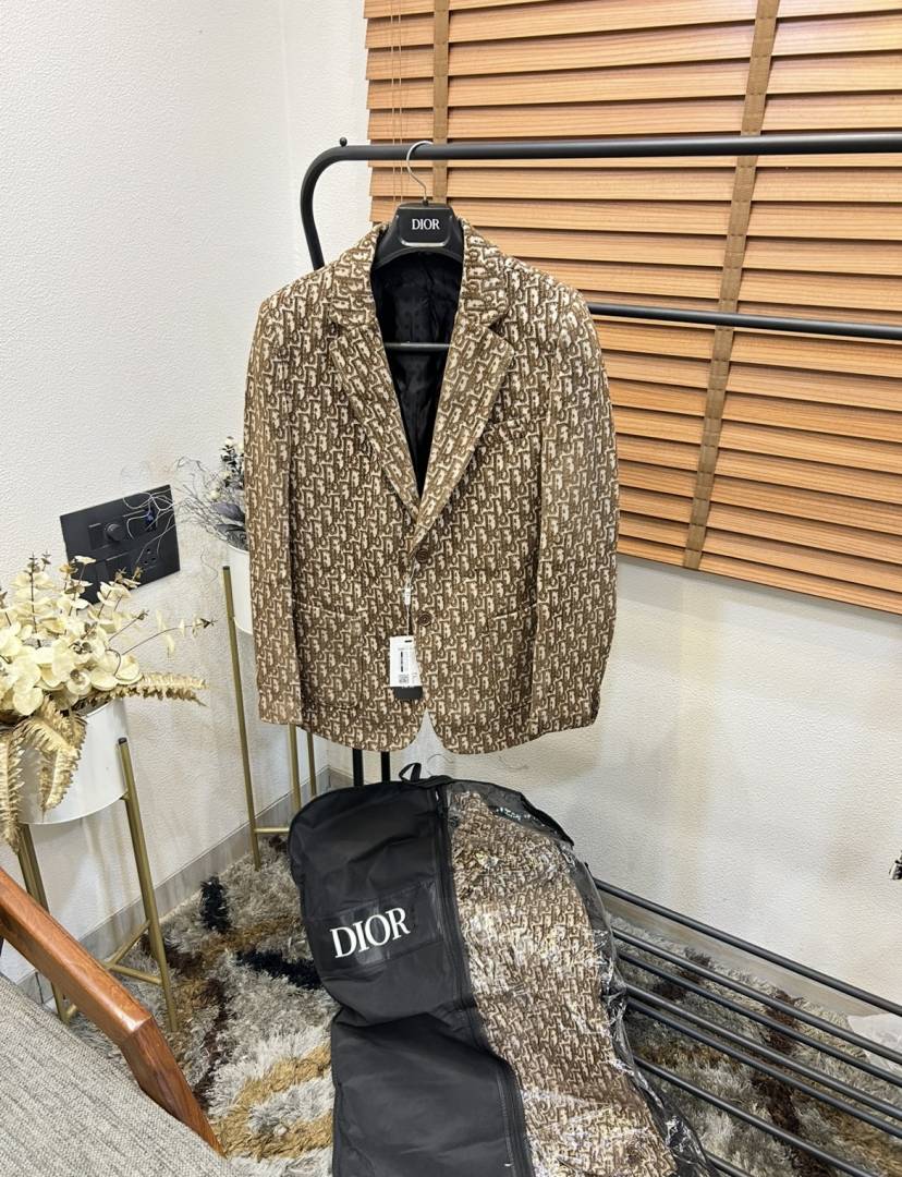 Christian Dio_r Turkey Imported Jacquard Fabric Monogram Print Premium Blazer With Brand Packaging