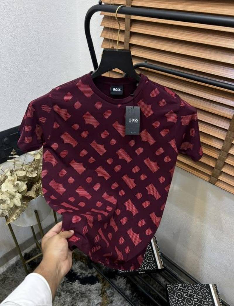 Bos_s Cotton Elastane Printed Premium Crew Neck T-shirt With Brand Box