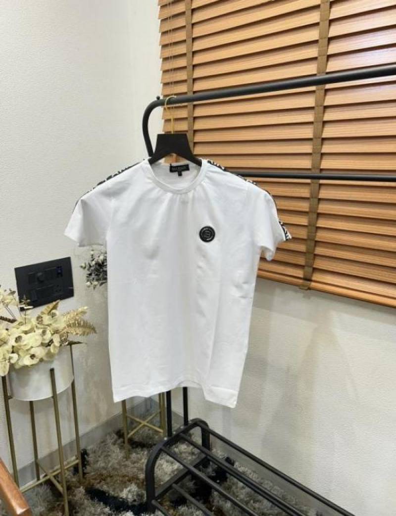 Balmai_n Paris Shoulder Patched Side Round Logo Premium Round Neck T-shirt