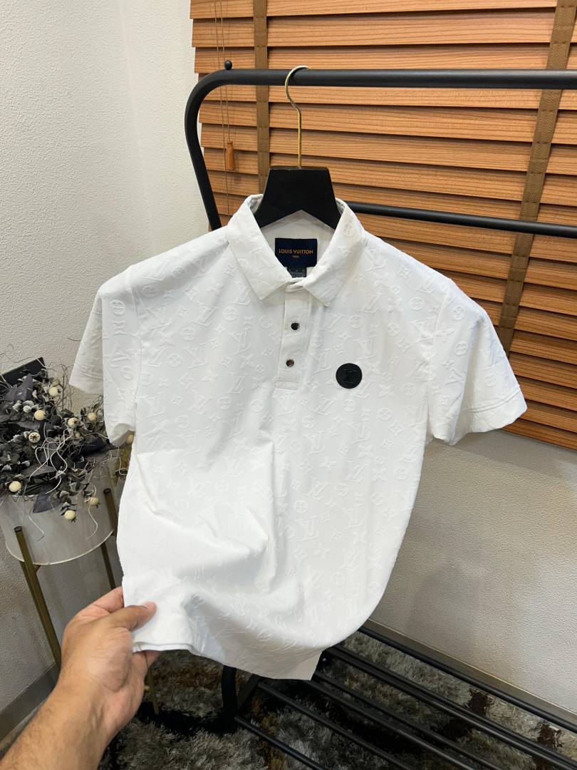 Loui_s Vuitton Monogram Embossed Self Print Imported Polo T-shirt
