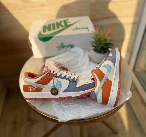 Nik_e SB DUNK STUSSY GREY ORANGE 2025 Suede Quality
