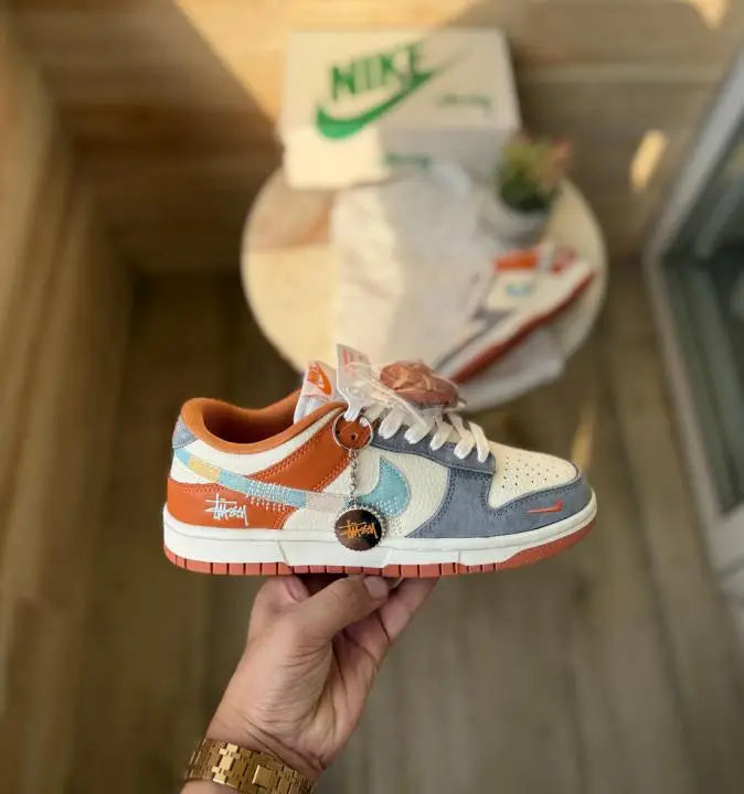 Nik_e SB DUNK STUSSY GREY ORANGE 2025 Suede Quality