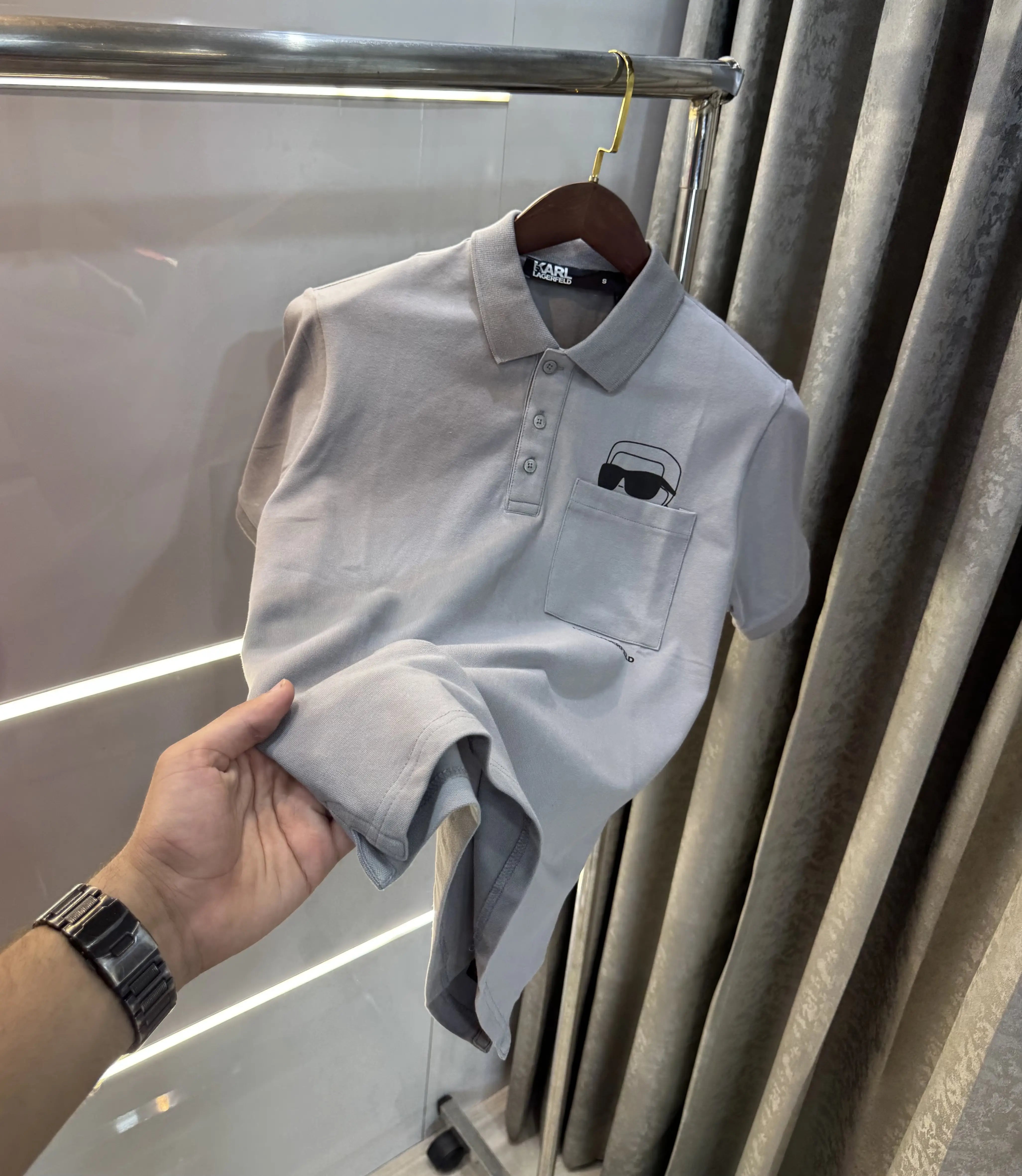Karl Lagerfled Grey Imported Polo T-Shirt
