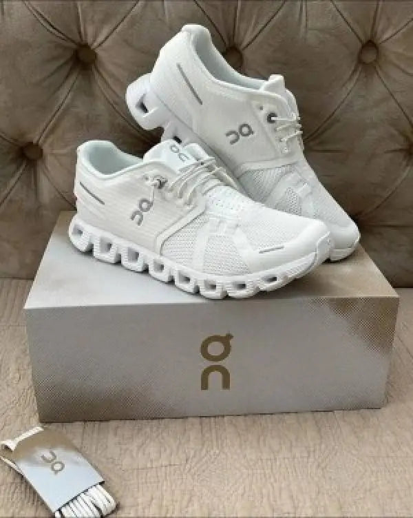 On Cloud Running 5 All White Shoes