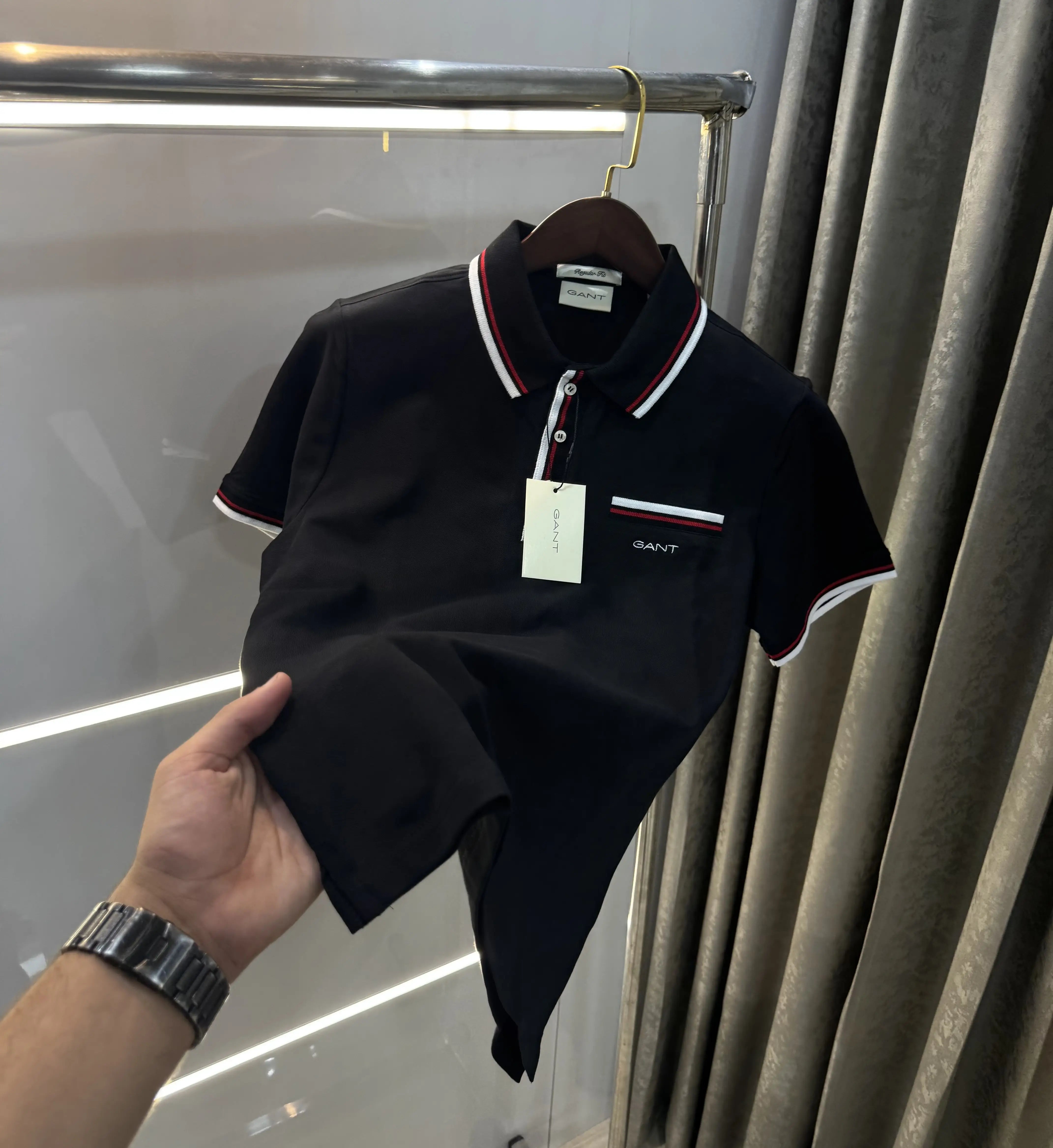 Gant Black Embroidery Logo Premium Polo T-shirt