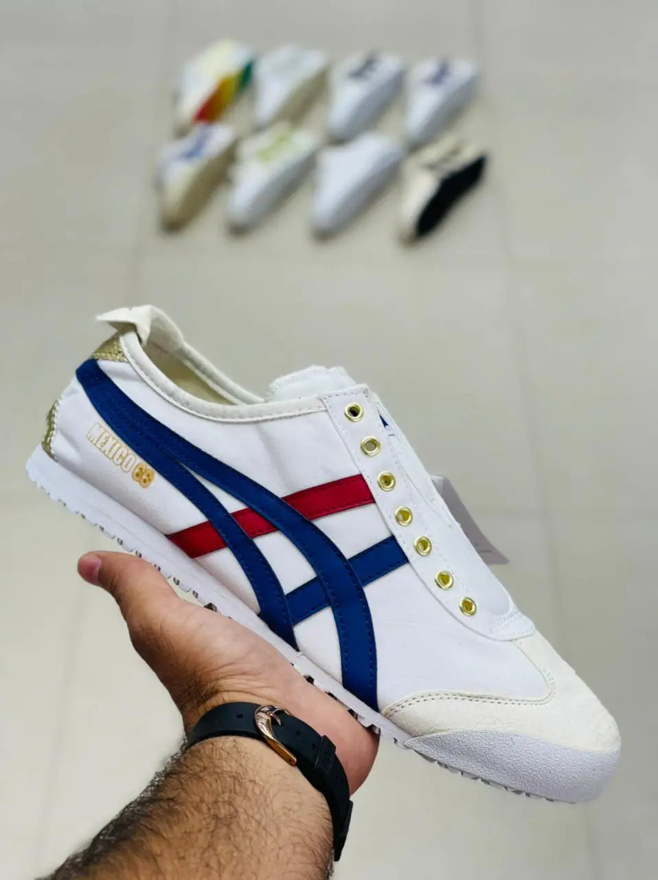 Onitsuka Tiger Mexico 66 Slip On WHITE BLUE GOLD