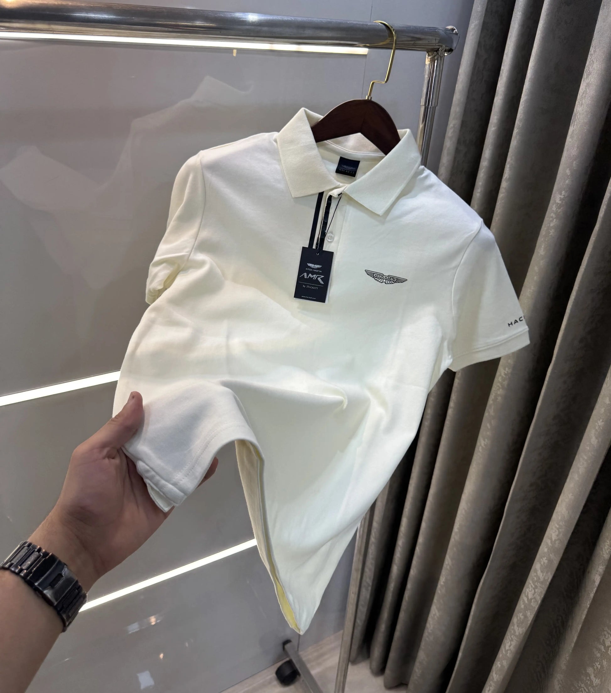Hacket Cream Logo Work Premium Polo T-Shirt