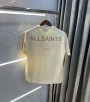 All Saints Cream Logo Print Imported Oversized T-Shirt