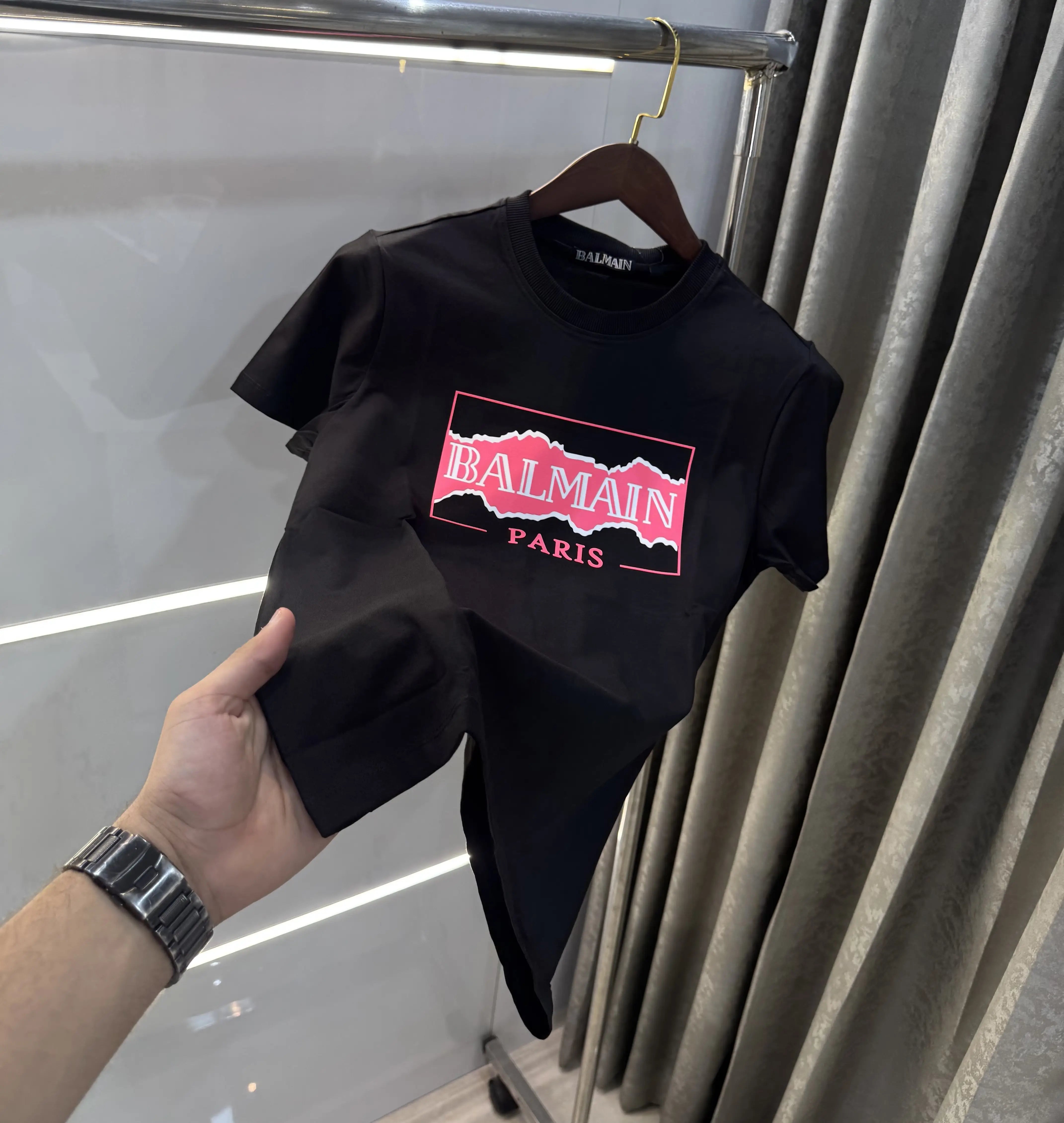 Balmain Paris Black B Logo Work Premium T-Shirt