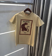 Balmain Paris Khakhi Logo Work Premium T-Shirt