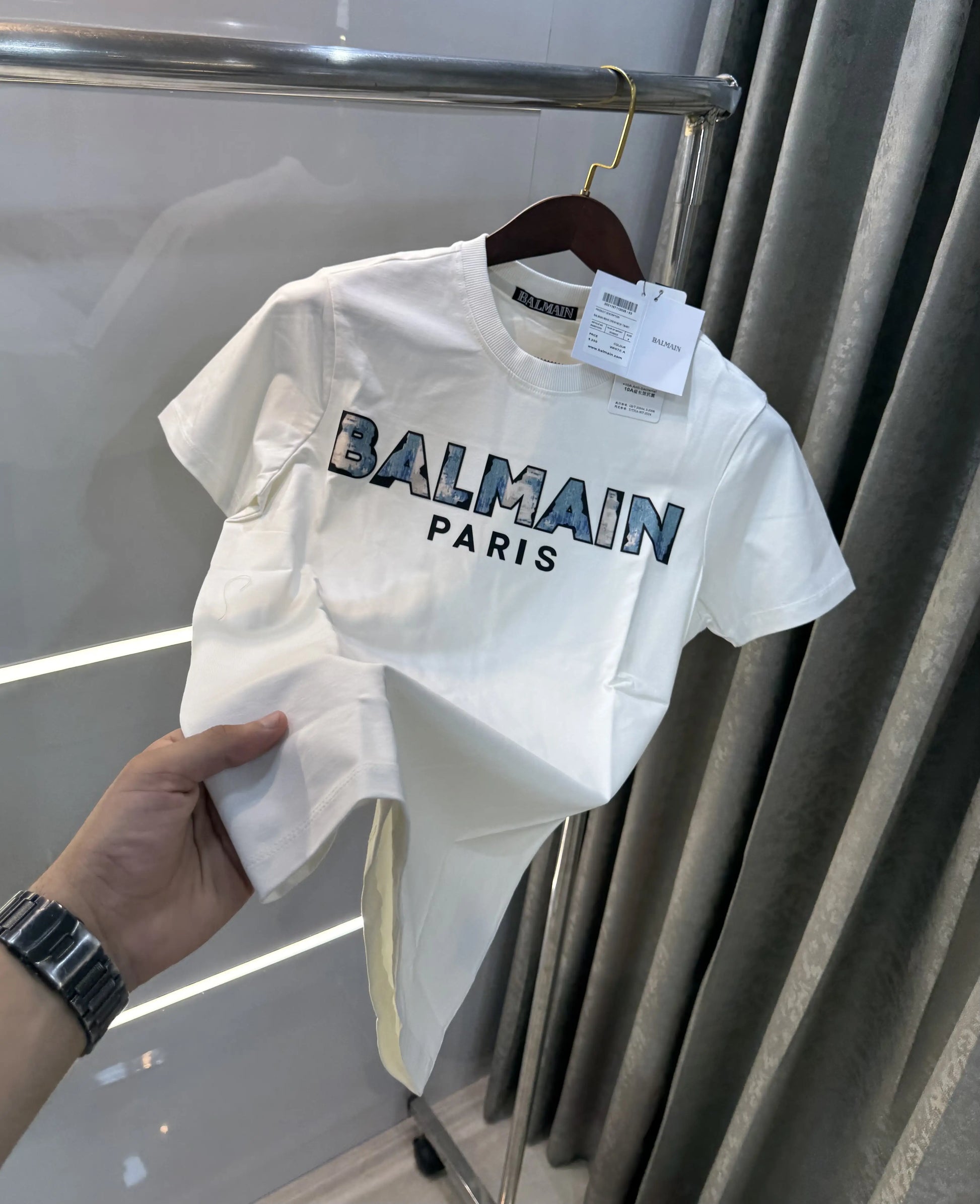 Balmain Paris White A Logo Work Premium T-Shirt