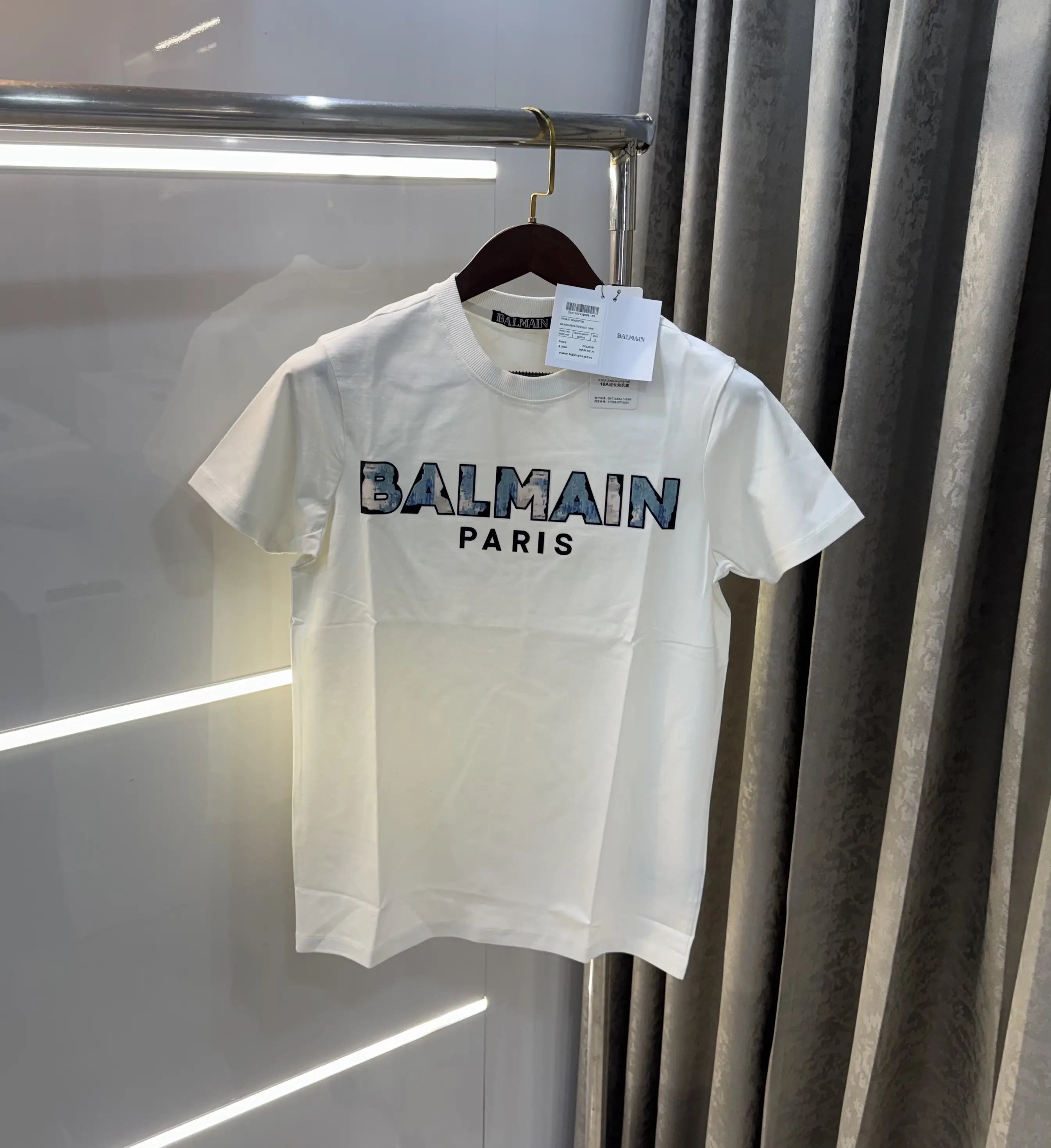 Balmain Paris White A Logo Work Premium T-Shirt