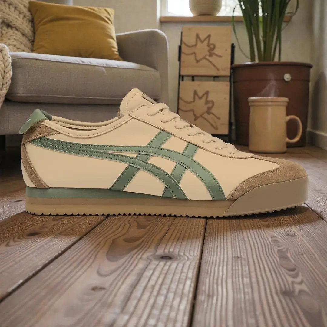Onitsuka Tiger Mexico 66 PF Beige Bronze Green 7A Premium Mens Sneakers D-2084