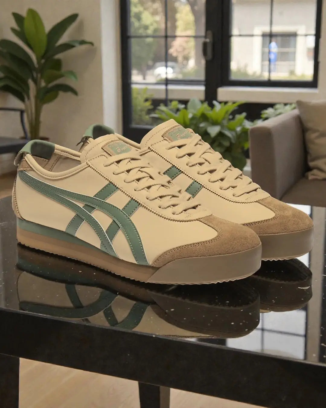 Onitsuka Tiger Mexico 66 PF Beige Bronze Green 7A Premium Mens Sneakers D-2084