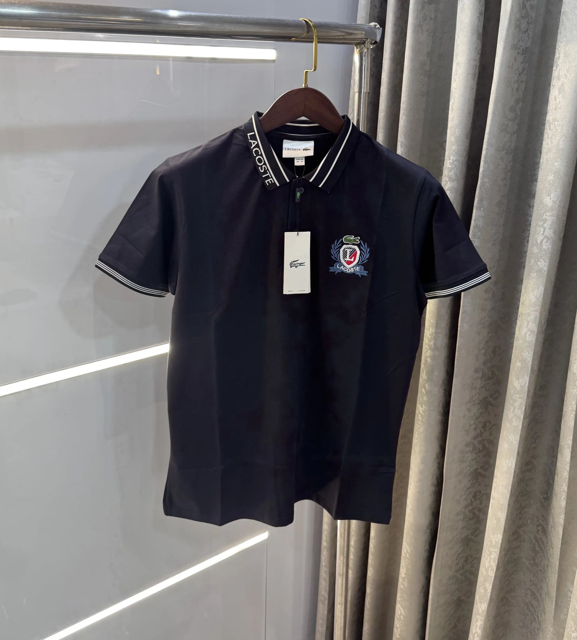 Lacoste Navy Blue Embroidery Logo Premium Polo T-shirt