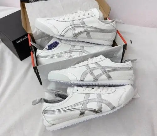 Onitsuka Tiger Mexico 66 White Silver Mens Chrome Sneakers D-1877